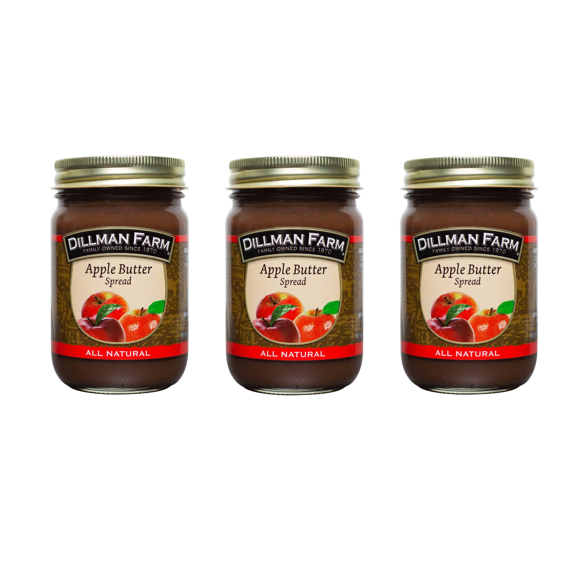 Dillman Farm All Natural Apple Butter (Pack of 3)- Gluten-Free, Non-GMO, Vegan, Kosher, Eco Friendly, Preservatice Free, Corn Syrup Free - Made in USA