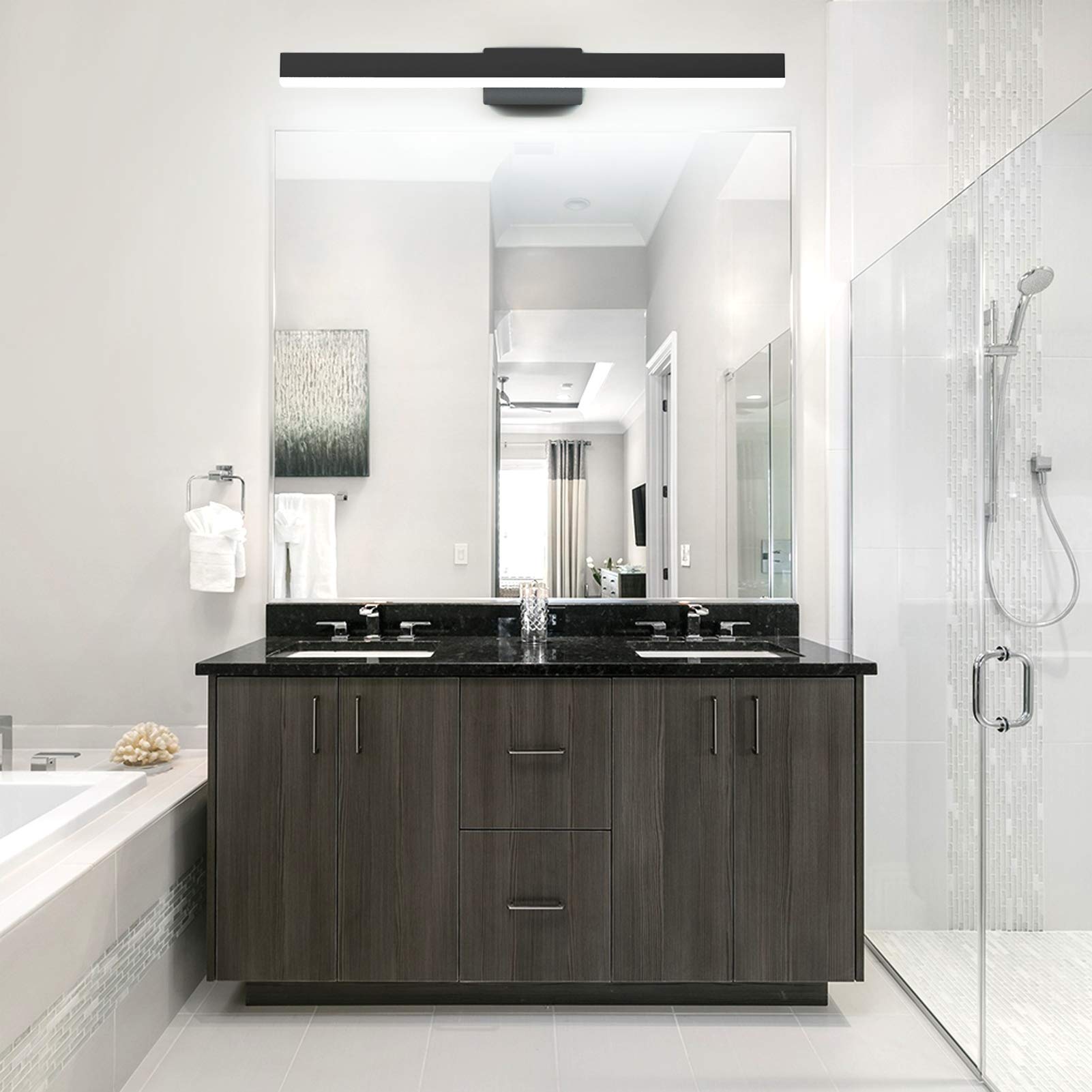 Klighten Lampada da Specchio Bagno LED Applique da bagno Interno Moderno Bagno Luce per Trucco 20W Bianco Freddo 6000K 1800LM 60CM Non-dimmerabile
