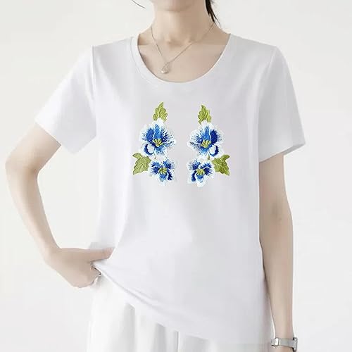 Miniatura 5 de 2 piezas de parche de flores de peonía naranja, parche floral bordado para ropa de bricolaje, jeans, manualidades de costura..