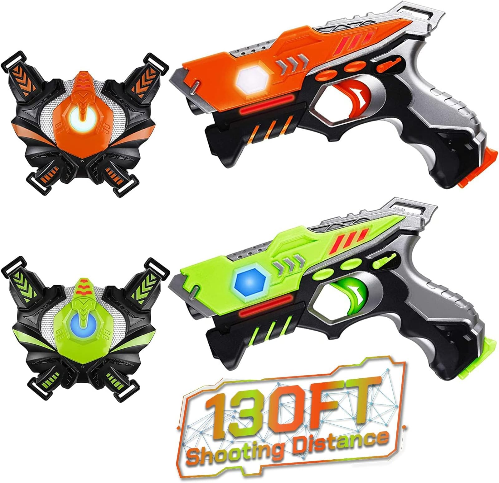 Laser Tag Games for Kids Boys Lazer Tag Guns with Vests Set of 2 | Toy Gun Gift for Boys Aged 4 5 6 7 8 9 10 11 12 Toy for Boy Girl 2 Player Pack Indoor Outdoor Game Family Gifts for Christmas