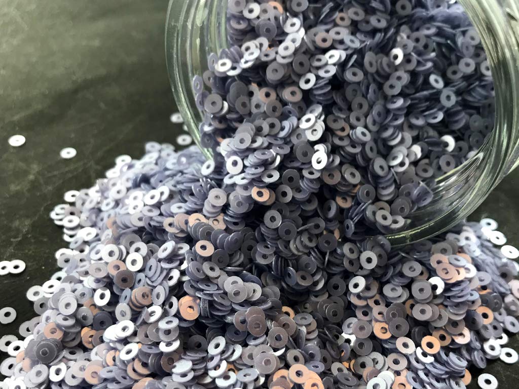 The Design Cart Silver Gray Center Hole Circular Sequins (4 mm) (Pack of 100 Grams) for Embroidery, Art and Craft - Imag