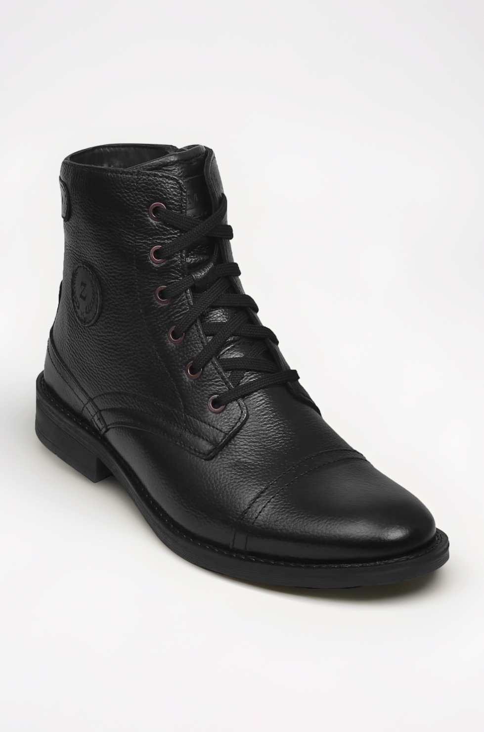 Genuine Leather Formal Black Casual Boots for Men ZA-5200 | High ankle shoes with anti-slip technology and memory cushion insole | Lace-up boots for formal and casual footwear