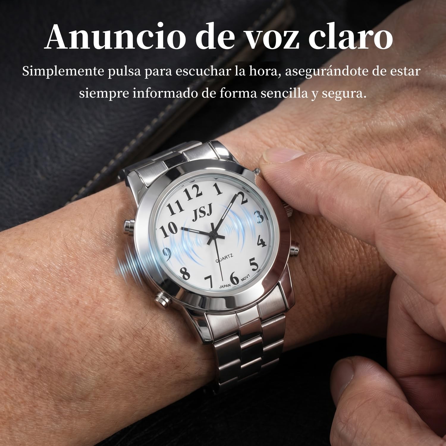 Montre à quartz parlant espagnol avec alarme pour personnes aveugles ou malvoyantes, Montre à quartz
