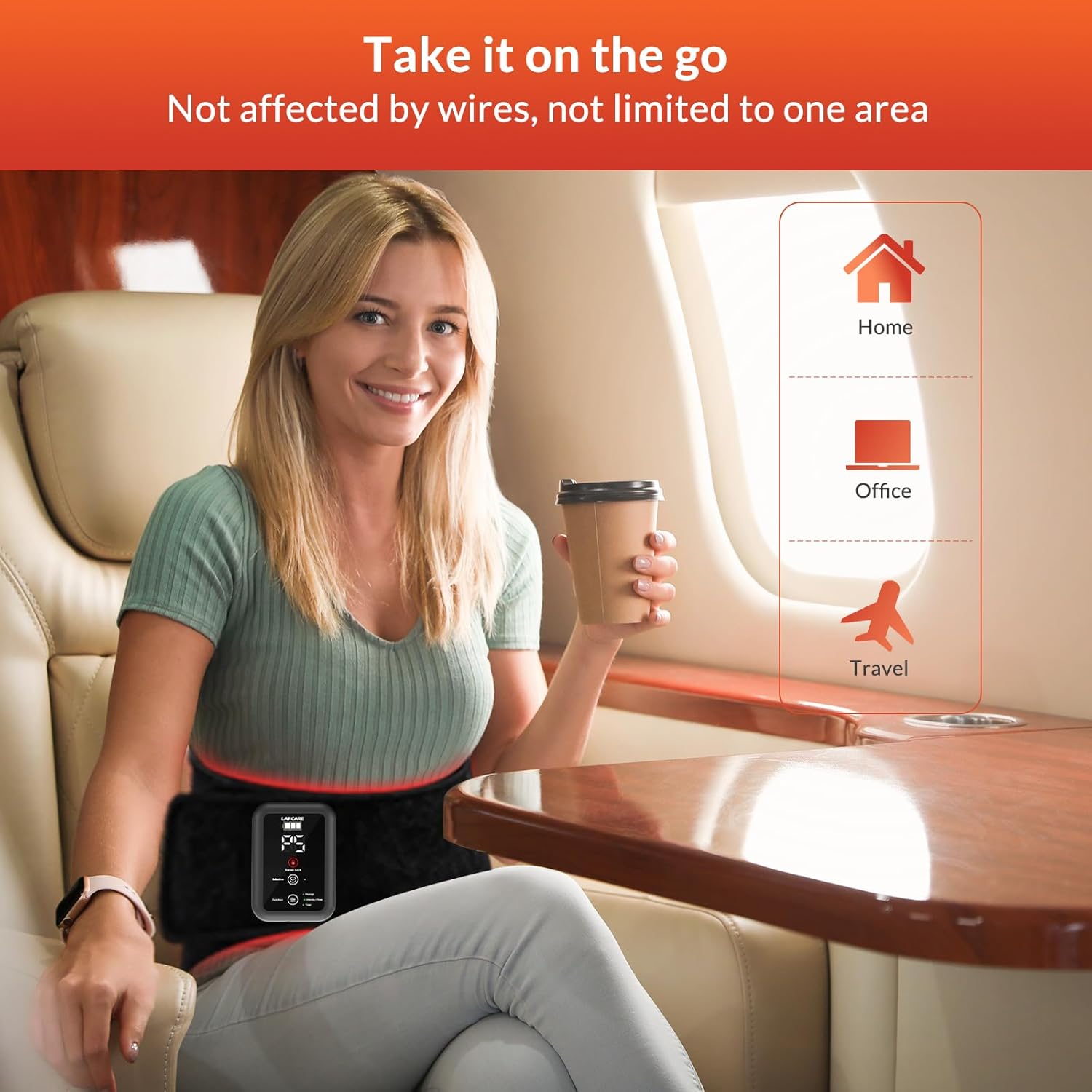 Red Light Belt, Rechargeable Red Infrared Light Device with Massage and Timer, Wearable Cordless 660nm&850nm Dual-Wavelength Wrap Belt for Back, Abdomen, Joints & Muscle - Image 4