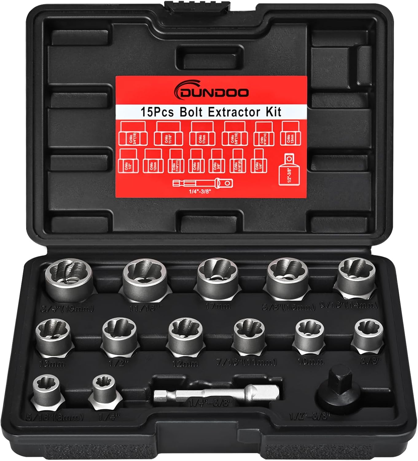 Bolt Extractor Set, 21PCS Easy Out Bolt Extractor Kit, 3/8" Drive Impact Stripped Bolt Remover Extractor Socket Set Tool for Rusted, Rounded, Damaged Nuts