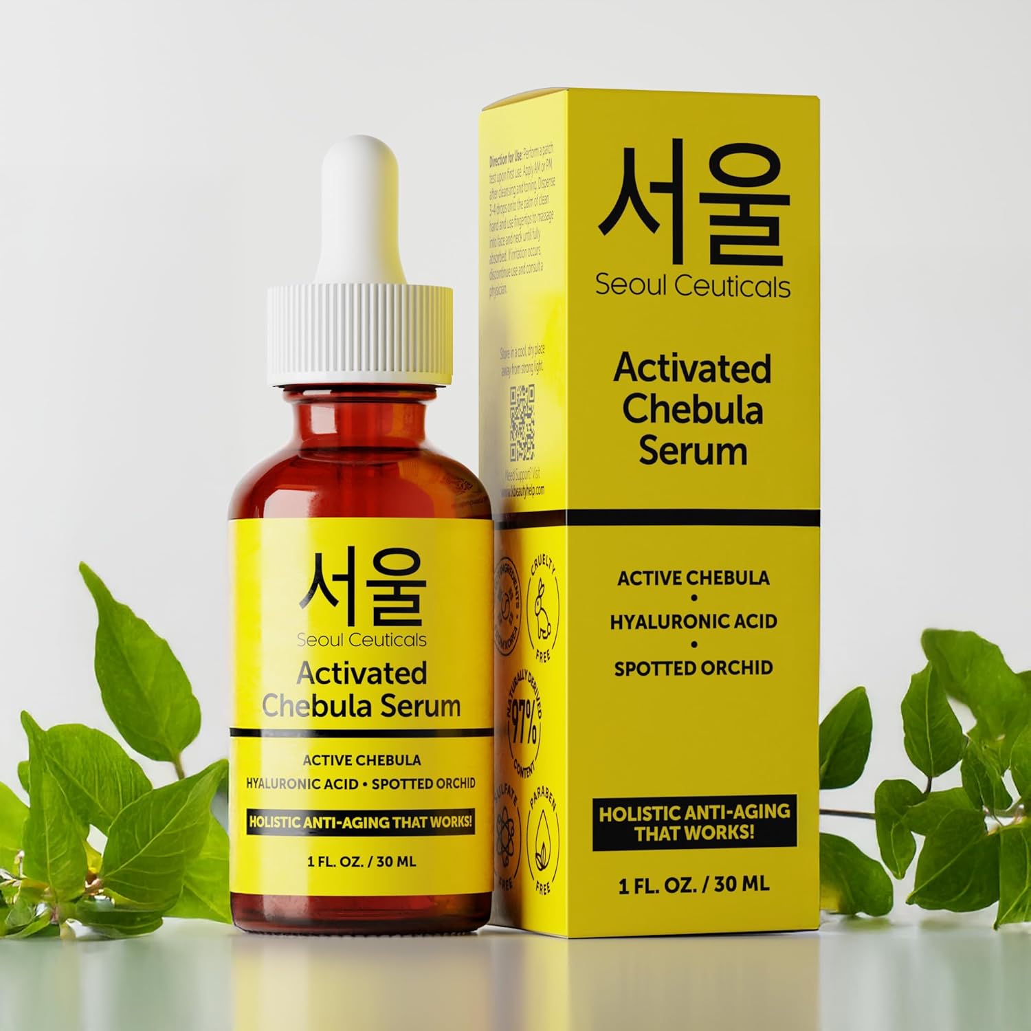 SeoulCeuticals Chebula Active Serum for Face - Korean Skin Care Anti Aging Natural K Beauty Skincare With Hyaluronic Acid + Spotted Orchid for Healthy, Youthful Glowing Skin 1oz image 7 of 9 B0CB9GVRP7