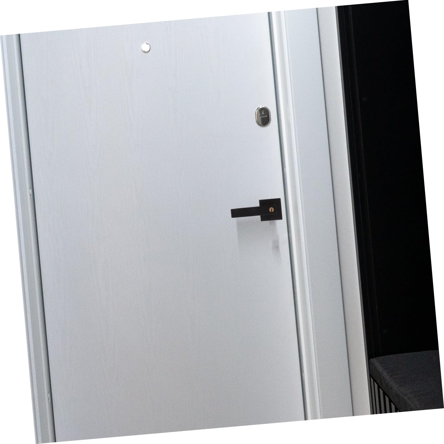 Operitacx Juego de Manijas Seguridad Reforzada y Acabado Mate para Puerta con Cerradura de Aluminio Negro para Puertas Interiores de 30-50mm en Cocinas y Habitaciones