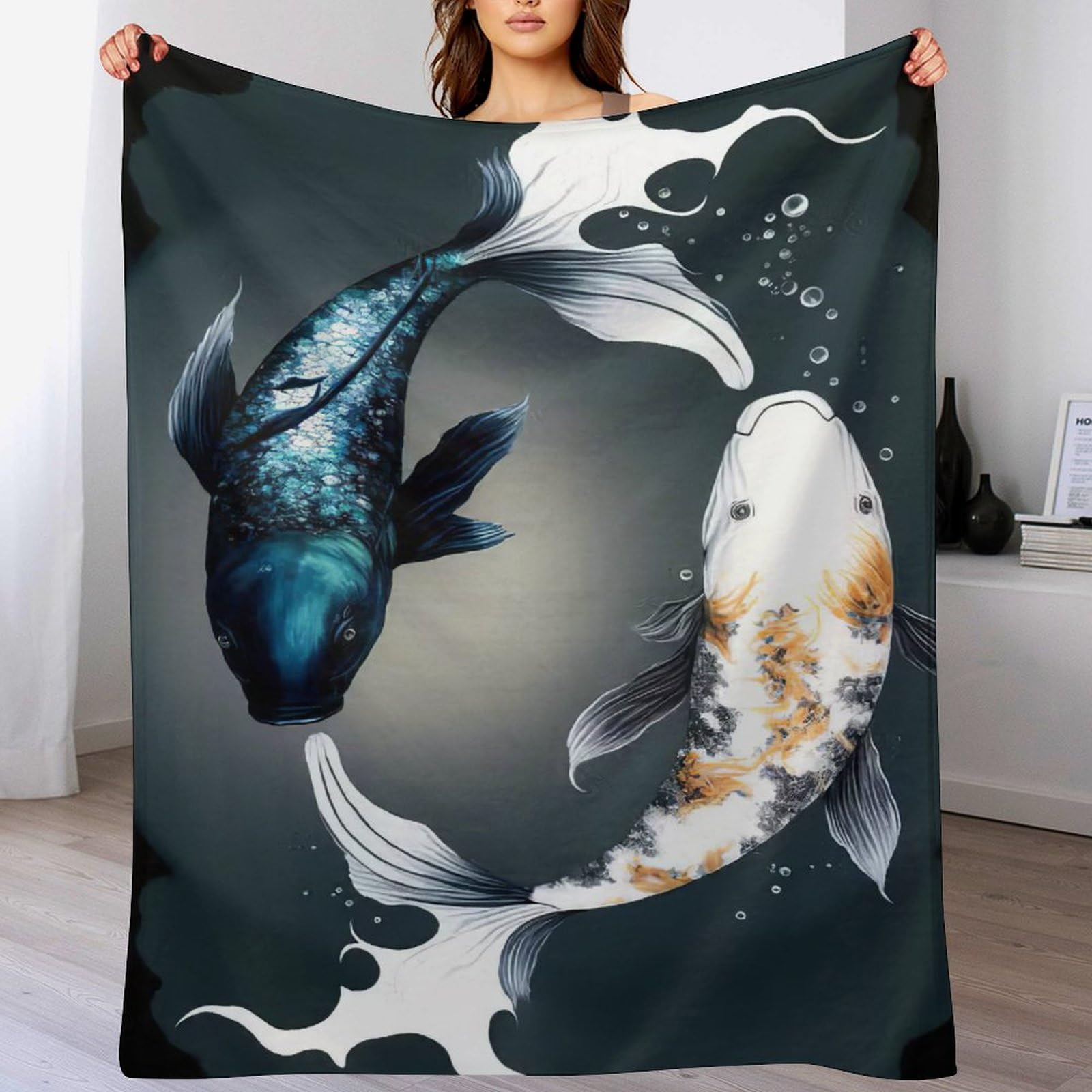 Couverture poisson flanelle douce chaude lit canapé voyage 100x130cm