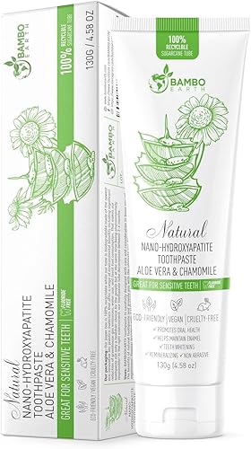 Miniatura 9 de Pasta dental natural sin flúor - Nano hidroxiapatita, remineralizante, para dientes sensibles, blanqueadora y tubo de cero desperdicio - Recomendada