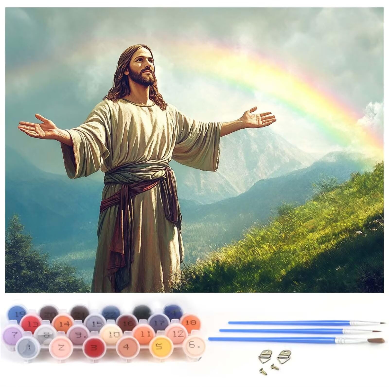 Malowanie numerami dla dorosłych religia malarstwo numeryczne krajobraz, kreatywne hobby dorośli DIY pełny zestaw artystyczny z pędzlami i akrylami do dekoracji sypialni, prezent dla kobiet 100x120cm