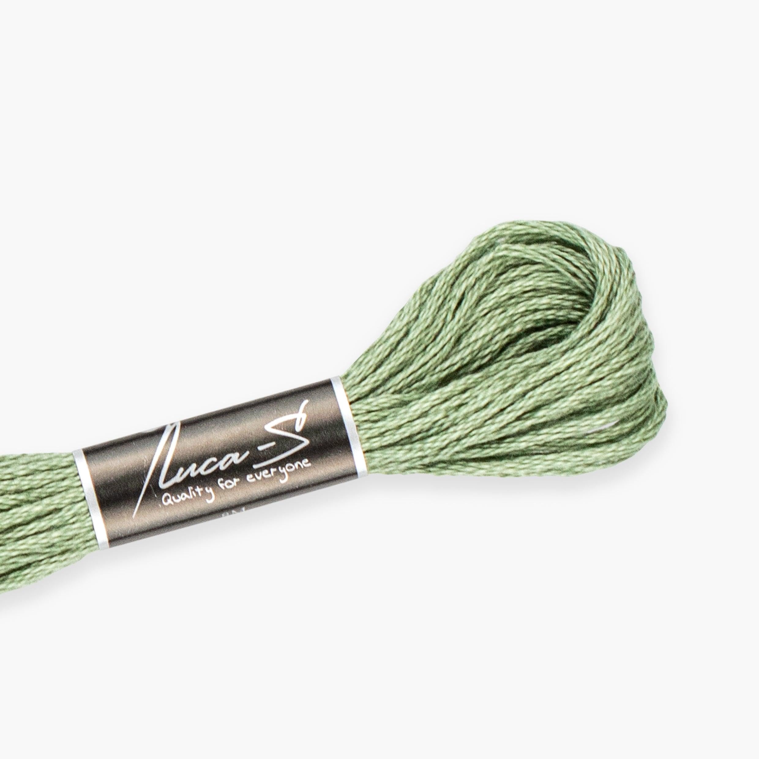 12 Pack of Premium Embroidery Thread Luca-S, 100% Giza Cotton, Oeko TEX Certified Stranded Cotton - 270 / DMC 522, 3363 / Anchor 859