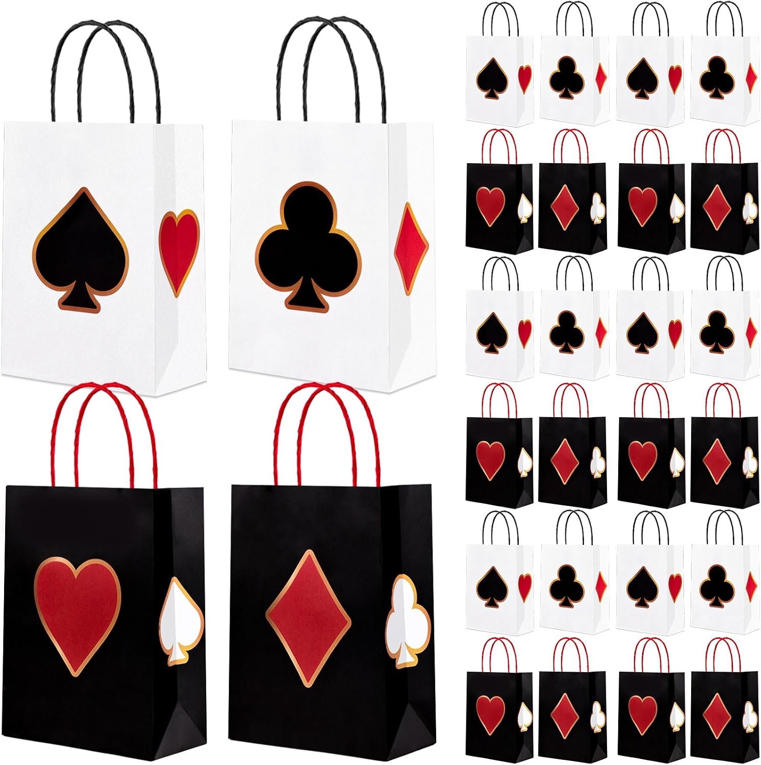 24 Tovaglioli Di Carta Per Feste A Tema Casinò E Poker, 2 Strati, 33x33 Cm, Decorazioni Rosse E Nere Per Las Vegas Party
