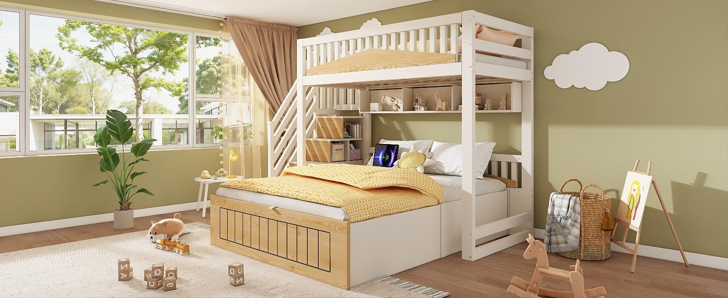 Fasba Litera con Almacenamiento Inferior y Puertos de Carga, Ideal para familias con Espacio Limitado Modelo FCLYD-AB60475456789A