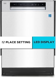24" Built-In Dishwasher, 12-Place Setting Capacity with Stainless Steel Tub, Dish Washer with 5 Wash Programs and Smart Wash Cycle, ENERGY STAR Certified, BDW100MS, Stainless Steel