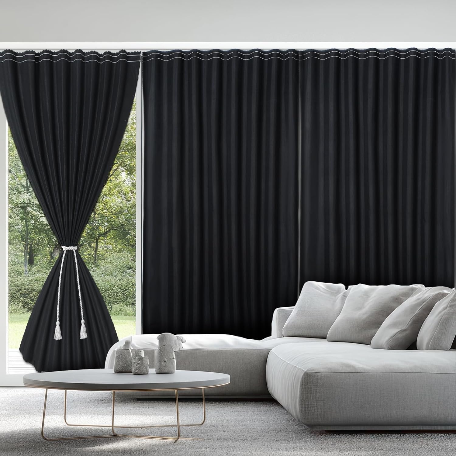 2 Panel 53" W x 90" L No Drill Adhesive Sliding Door Blackout Curtain Blackout Door Blinds Temporary Privacy Thermal Insulated Window Shades Cover for Patio Kitchen Bedroom