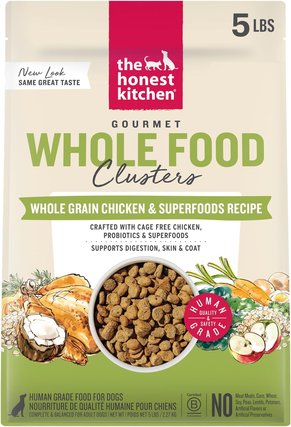 Whole Food Clusters Whole Grain Chicken & Oat Dry Dog Food, 5 lb Bag
