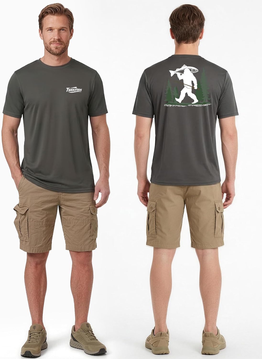 Men's Fishing Shirt Short Sleeve, UPF 50+ UV Sun Protection T-Shirt, Quick Dry Graphic Tee for Swim Surf