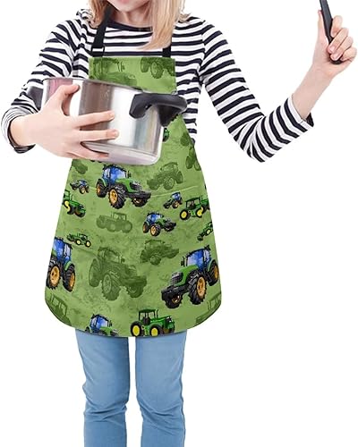 Miniatura 4 de Delantales de cocina para niños y niñas, delantales de pintura con bolsillos, delantales ligeros con correa ajustable