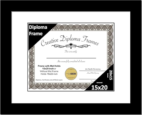 Vista 57 de Creative Picture Frames Marco de diploma negro clásico de 12 x 16 pulgadas con paspartú negro con caballete de vidrio y ganchos de pared instalados