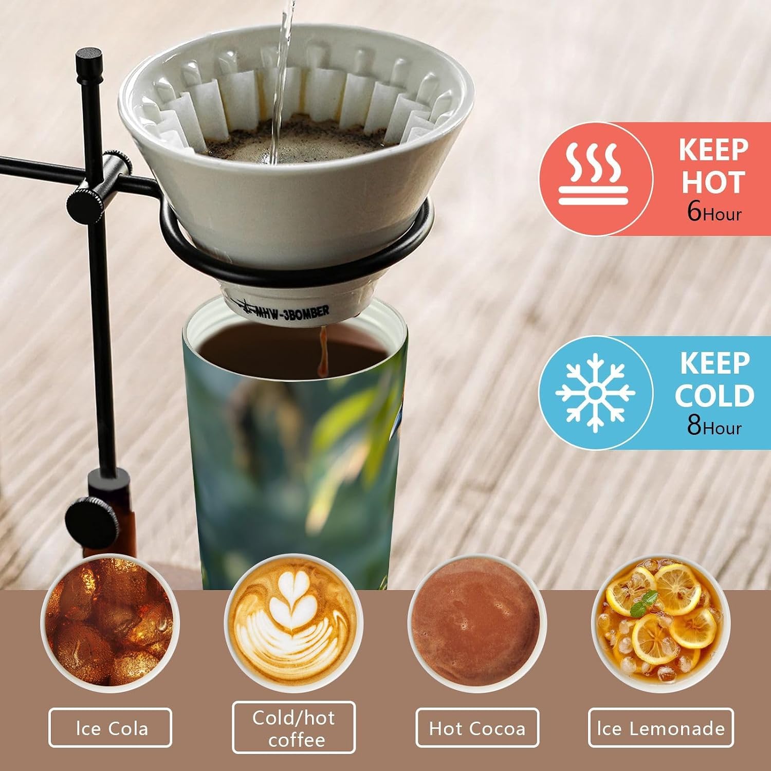 Insulated Coffee Mug Hoatzin Bird Wild with Straw & Flip Lid, 16.9oz Iced Tumbler Cup, Double Wall Vacuum Mug for Travel Office Camping