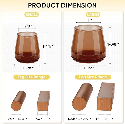 Miniatura 4 de BALEINE Paquete de 16 protectores de silicona para patas de silla, tapas protectoras de patas de taburete, tapas antideslizantes para patas de silla