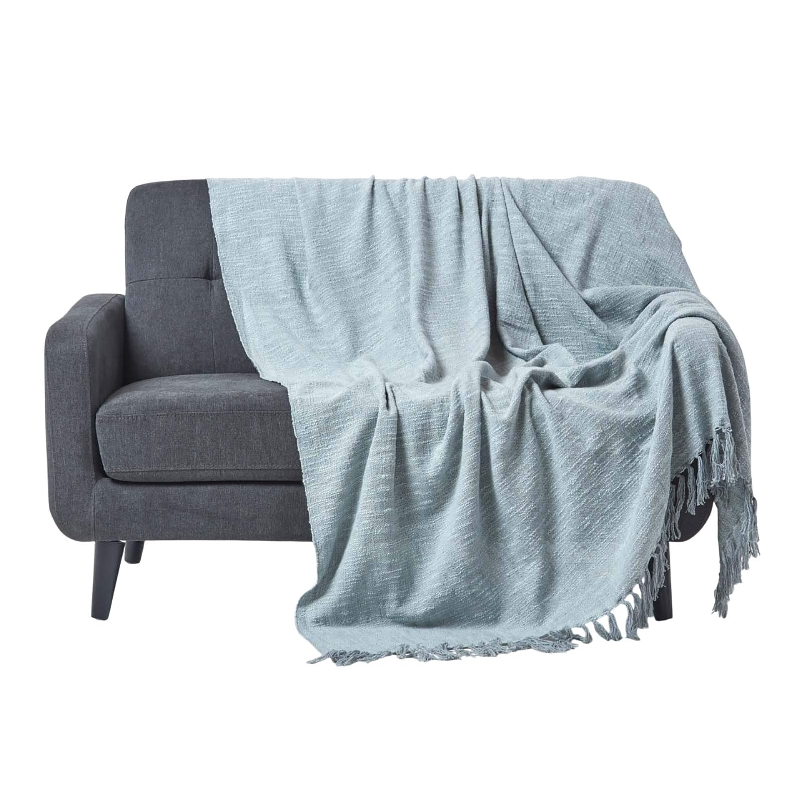 Homescapes Grey Nirvana Handwoven 100% Pure Cotton Throw 60 X 80 Inches, Bedspread Blanket With Handknotted Tassels In Very Durable And Heavy Quality, Easy-Care And Washable At Home