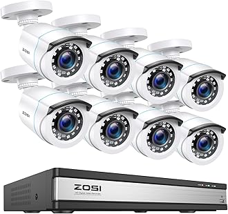ZOSI H.265+ 16 Channel Security Camera System with AI Human Vehicle Detection, 16CH 1080p DVR and 8 x CCTV Weatherproof Bullet Camera Outdoor Indoor, 80ft Night Vision, 90°Wide Angle (No Hard Drive)