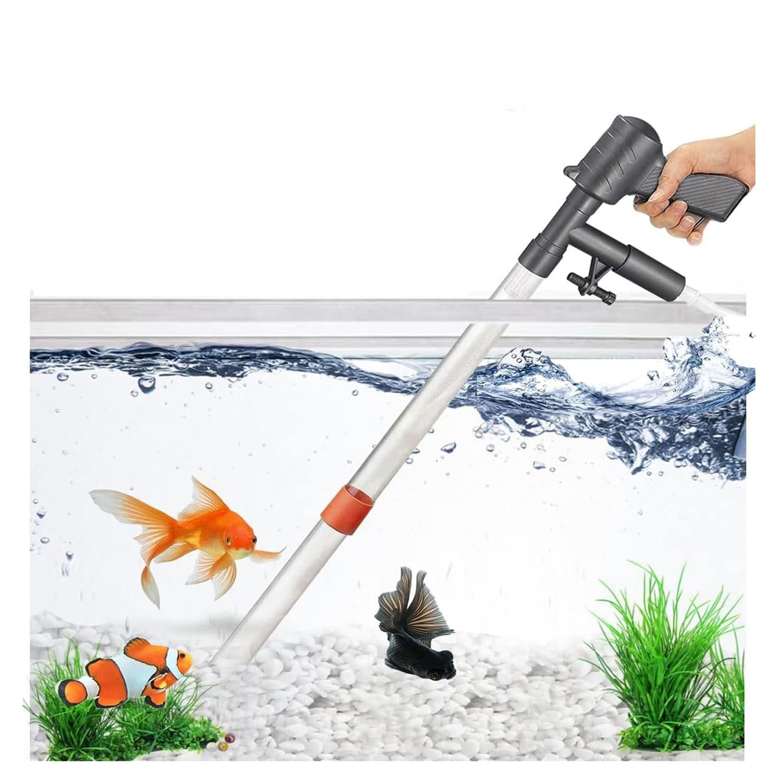 Aspiradora de grava para acuario con flujo ajustable y tubería de agua de 3 metros para lavado de arena y filtrado de agua en tanques de peces