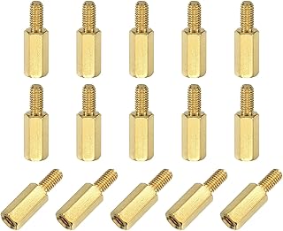 uxcell 15個 セット オス メス ネジ スペーサー M3 x 10mm + 6mm 真鍮 製 六角 スタンドオフ ネジ PCB マザーボード ドローン クアッドコプター コンピュータ 回路 基板 用