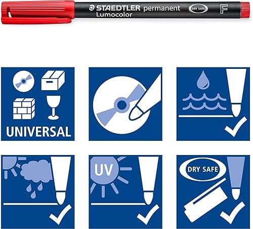 Miniatura 7 de Staedtler 318-WP4 Lumocolor - Bolígrafos universales permanentes, punta fina, 0.024in, surtido, 4 por juego