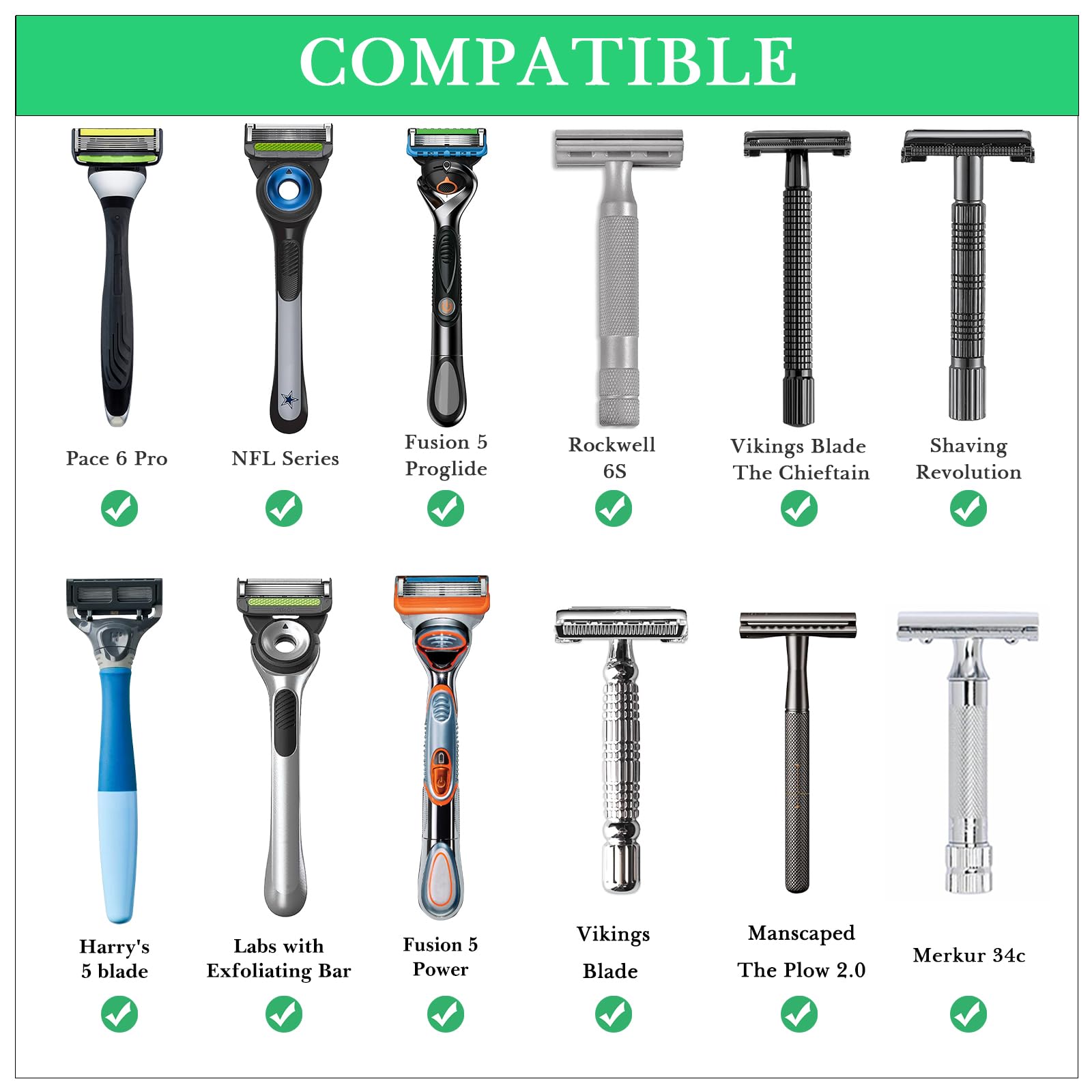 Linkidea Stojak na golarkę ze stali nierdzewnej, uchwyt do golenia, ważona podstawa akrylowa, kompatybilny z Gillette ProGlide Power, Merkur 23C, Schick Hydro Sensitive (srebrny)