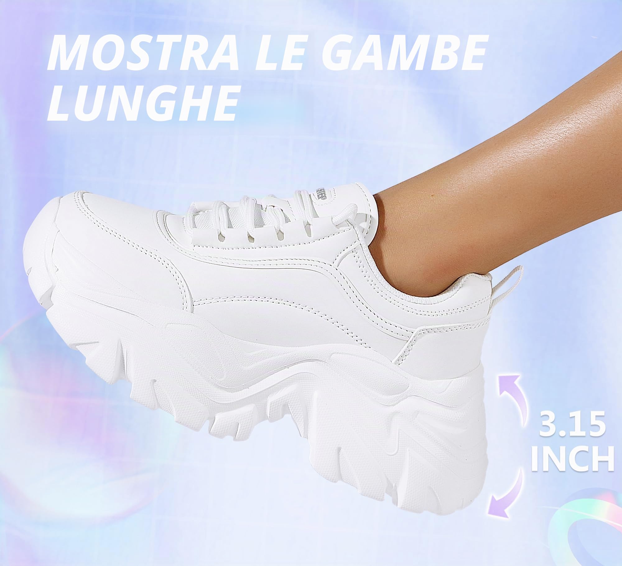 LUCKY STEP Sneakers robuste da Donna, Scarpe Casual con Plateau alla Moda, comode Sneakers con Zeppa