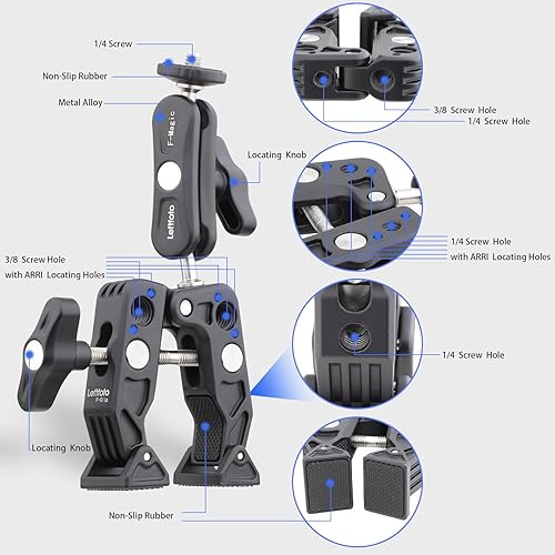 Miniatura 2 de Bicicleta Bicicleta Motocicleta Cámara Monitor Selfie Extensión Soporte para GoPro Hero 12 11 10 DJI Action 4 3 Insta360 X3, Abrazadera Universal