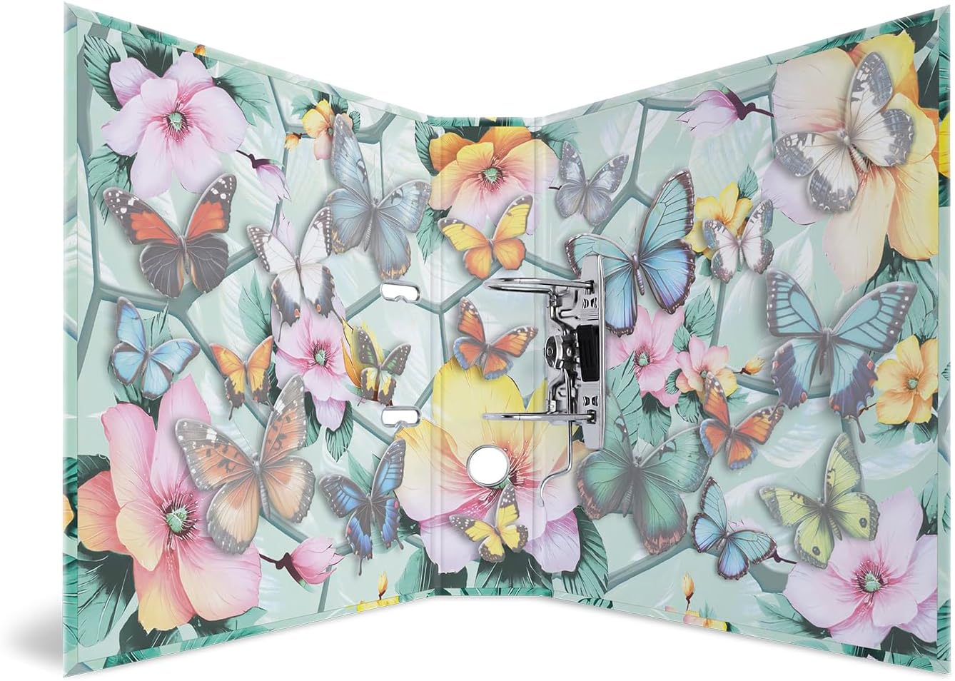 Herma Folder A4 Butterfly, 7 cm Wide, Children's Ring Binder with Flower Motif, Colourful Lever Arch File with Shiny Finish, Inner Print for Boys and Girls