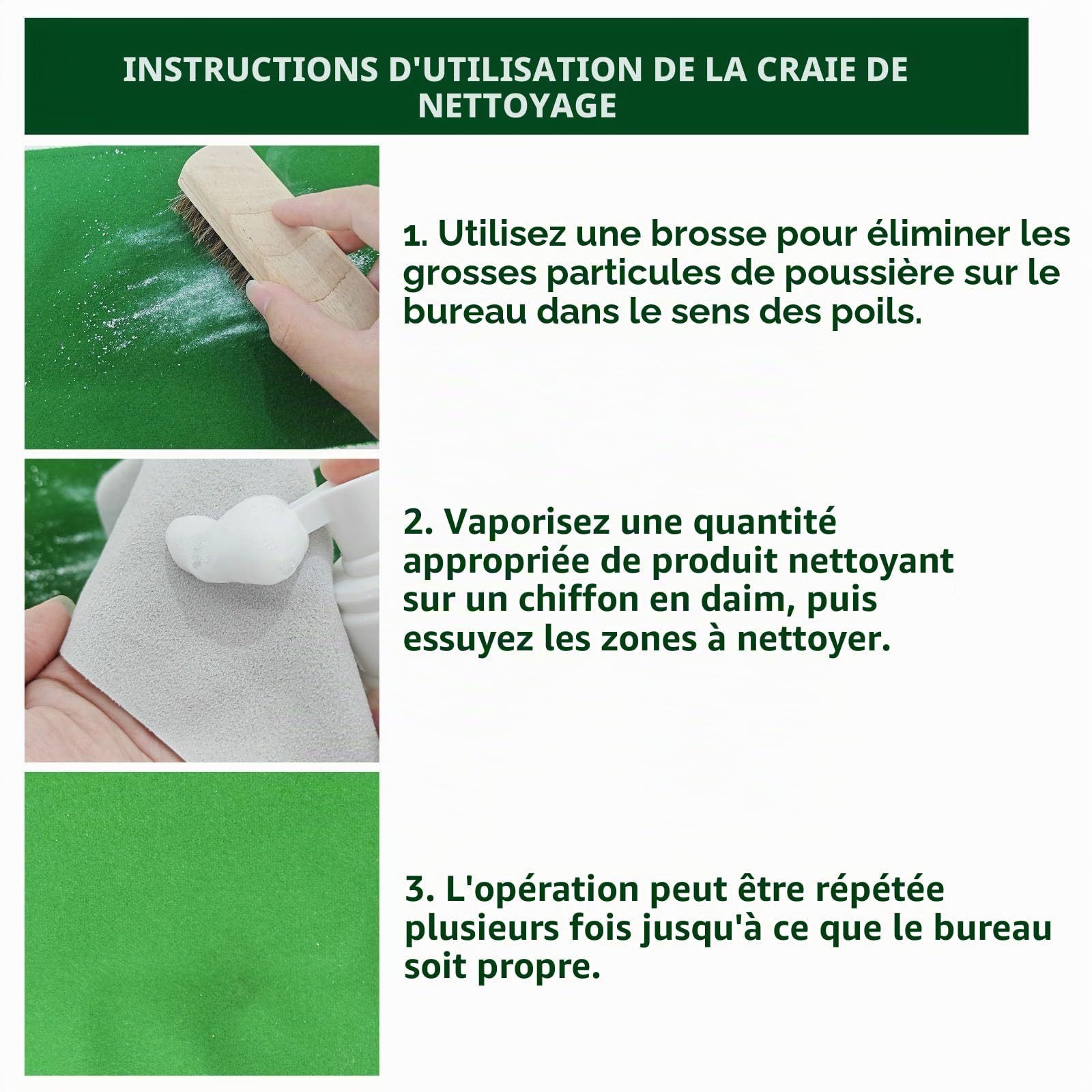 Kit de nettoyage en feutre de 200 ml pour tables de billard avec 2 brosses de table de billard, 1 éponge en fil d'acier, 1 chiffon