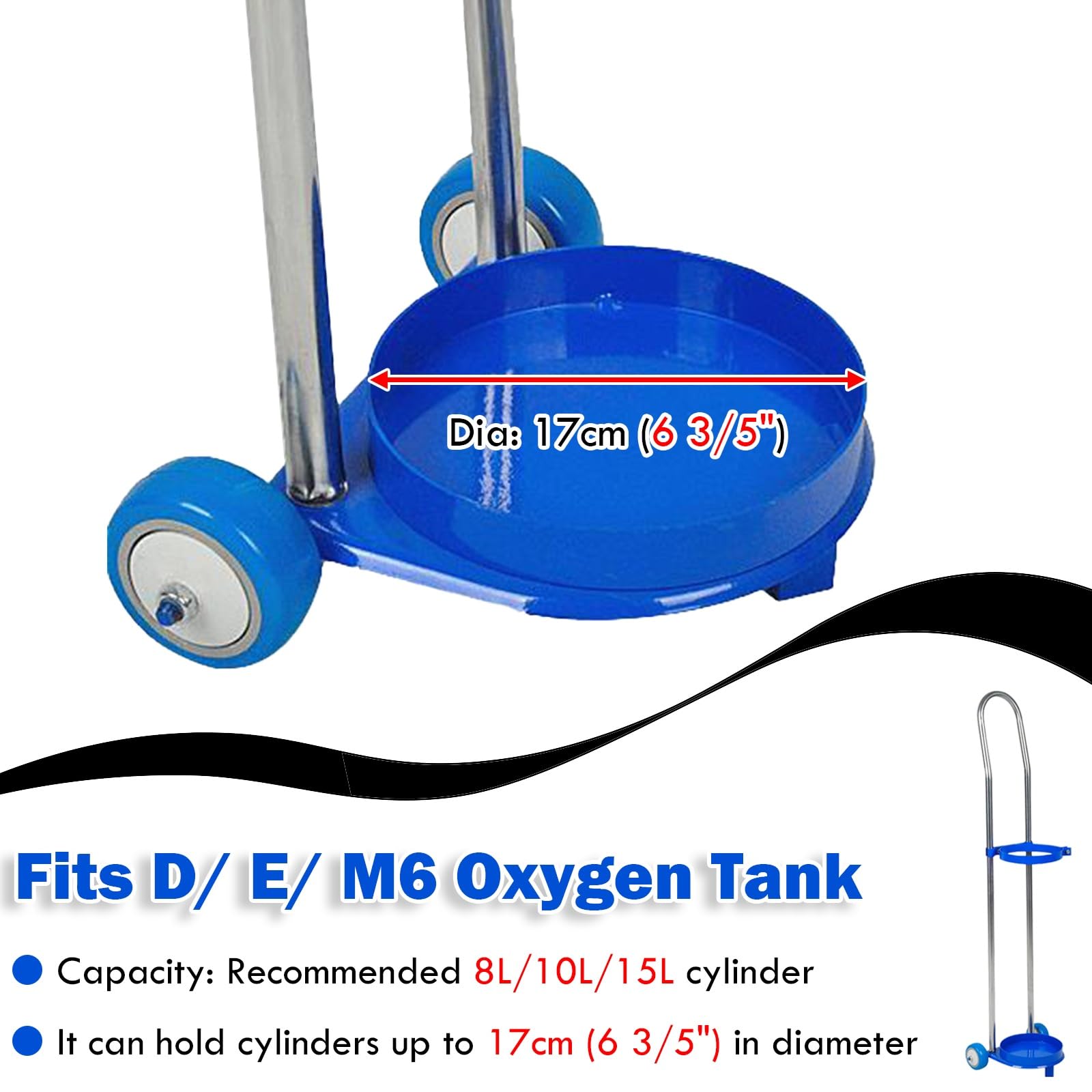 AMUFJJ Gasflasche Halterung Gasflaschenhalter Einzel-Sauerstoffflaschenwagen Größe D/E/M6, Rollender Propan-/Stickstoffflaschenhalterständer Für Krankenhaus/Fabrik/Labor(Height 102cm (3.3ft))