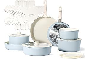 CAROTE Non-Stick Blue Granite Pots and Pans Set with Detachable Handle