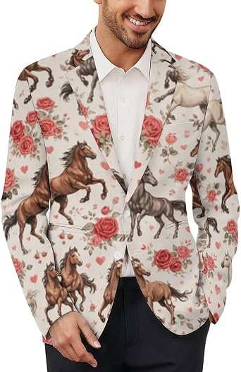 Mens Blazer with 2 Side Pockets, Funny One Button Sport Coats for Men with Buttons, Mens Suit Jacket for Gifts