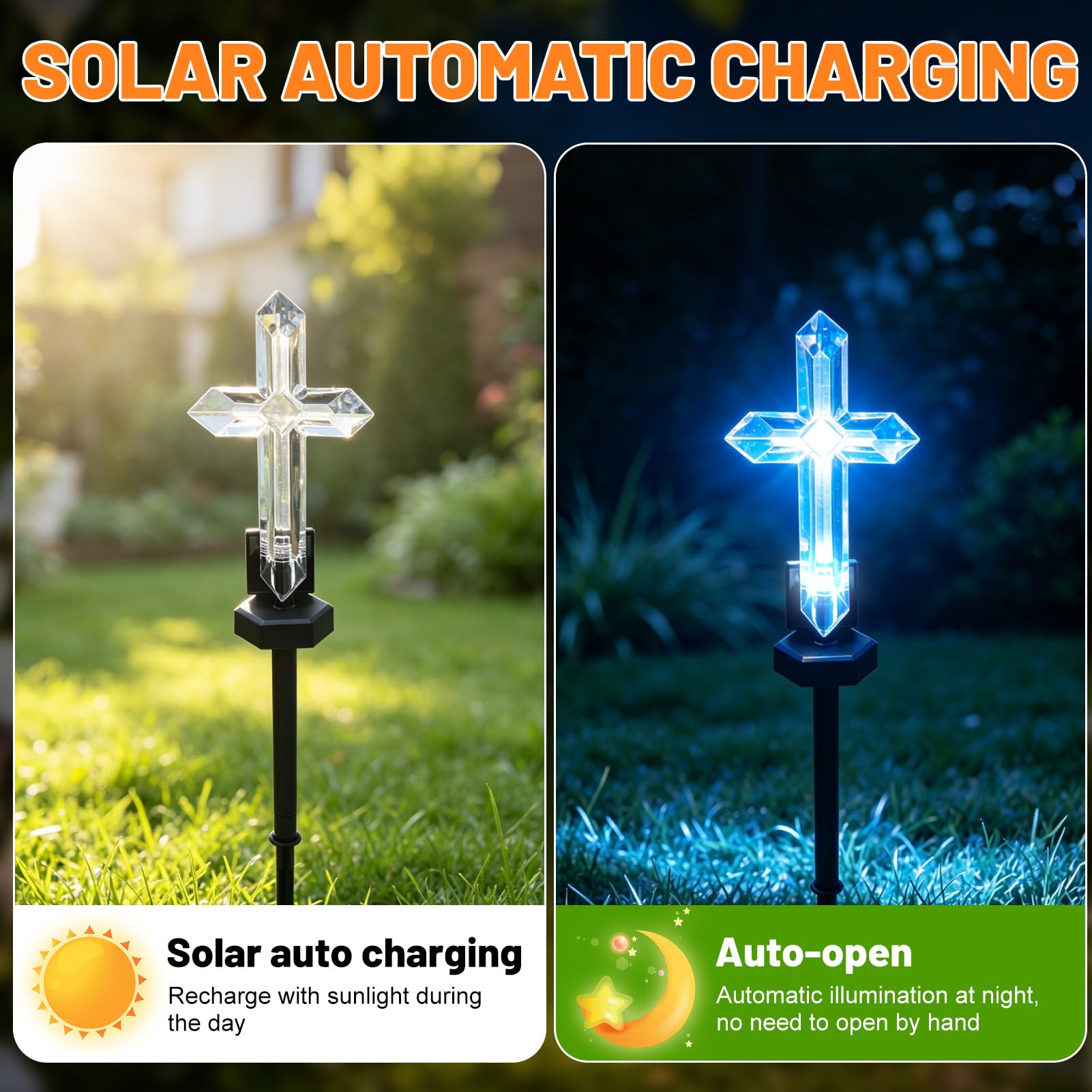 Solarlampe für Außen, 48.5 cm LED Kreuz Solar Gartenbeleuchtung (4 Bunt)