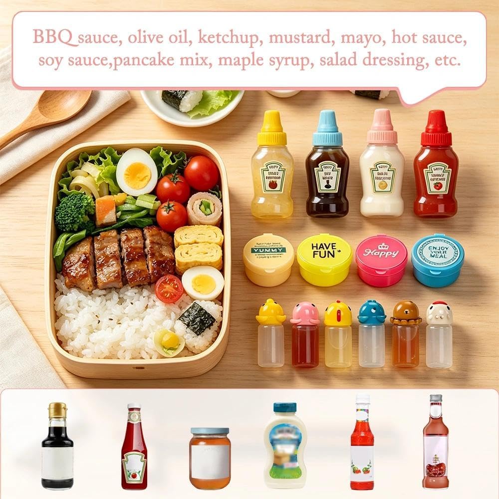 156Pcs Bento Lunch Box Accessories for Kids, Reusable Condiments Containers