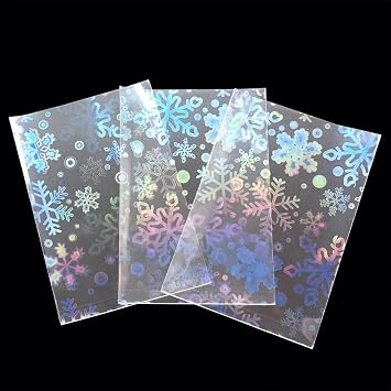 100 PCS Top Loading Snowflake Patterned Holographic Card Sleeves, Colorful Transparent Card Protector for Kpop/Idol/TCG/CCG Standard Sized/Japanese Small Sized Cards Cover 6188mm