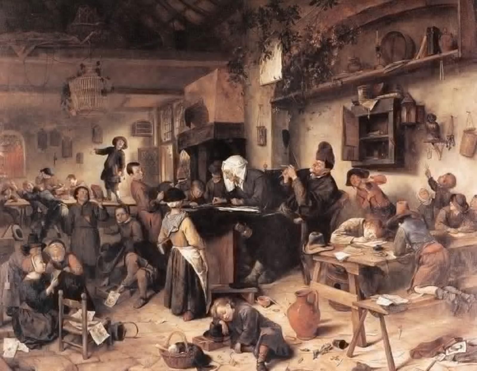 ARTXLXXBN Famous Print Painting Colorful Art Print the Village School by Jan Steen Canvas Art Decorations for Home Decor 60x90cm