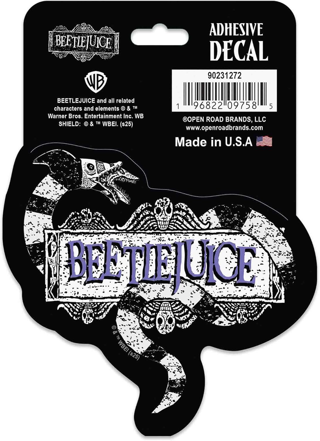 Beetlejuice Spooky Adhesive Vinyl Decal - Vintage Beetlejuice Sticker for Car, Water Bottle or Laptop