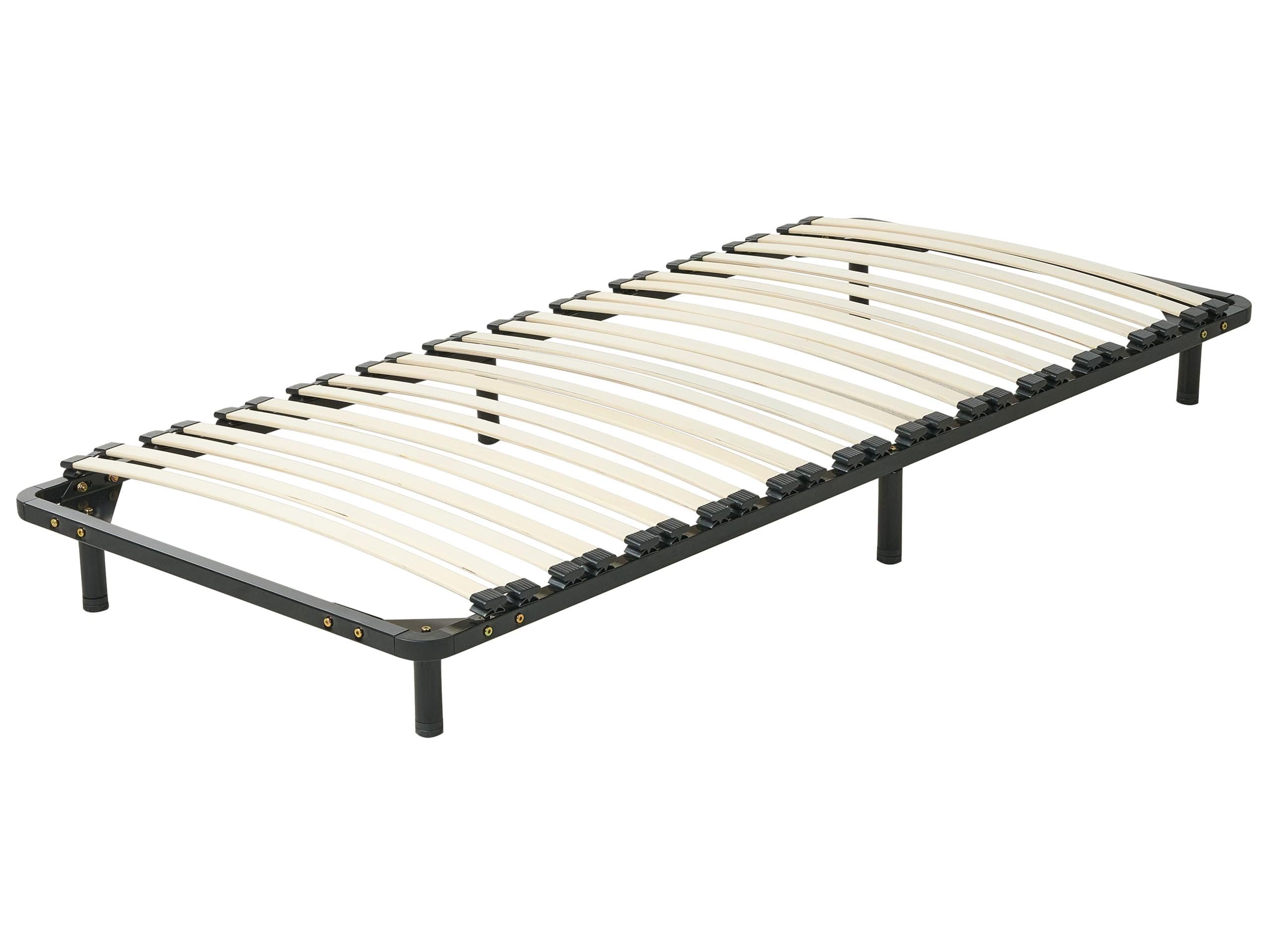 Stelaż wolnostojący pod materac drewniany metalowy 90 x 200 cm czarny Combourg
