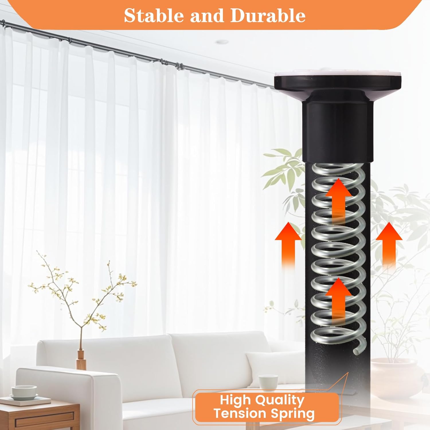 Room Divider - Adjustable Curtain Rod 4-10ft (H) 28-70in (W) No Drilling Wall Divider for Room Separation (Black)