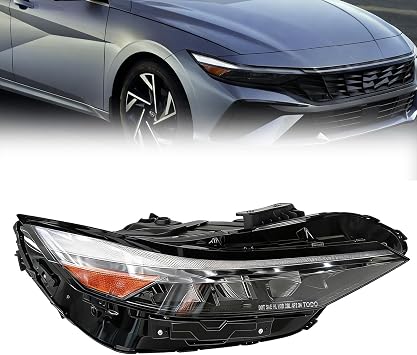 LED Headlight Assembly with Module Right Passenger Side Compatible with Hyundai Elantra 2024 2025 1.6L 2.0L, 10-Pin Passenger Side Headlamp Replaces 92102-AA740