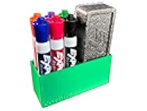 Corbie Magnetic Dry Erase Marker Holder for Whiteboard, Fridge, Locker with Eraser Slot, Low-Profile Organizer, Non-Slip Silicone Pads, Holds 6 Markers and 1 Eraser (Glossy Green)