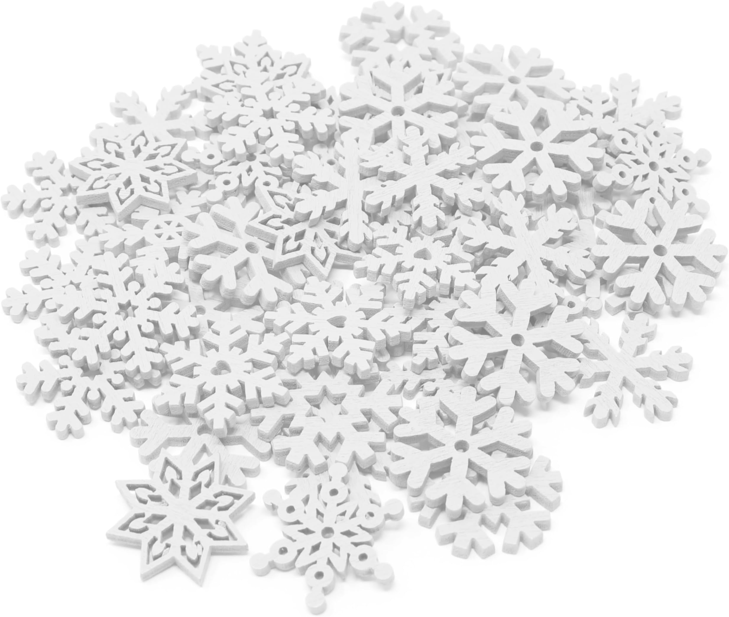 Special Touches 50 Mix White Wooden Christmas Snowflakes for Cardmaking Embellishments