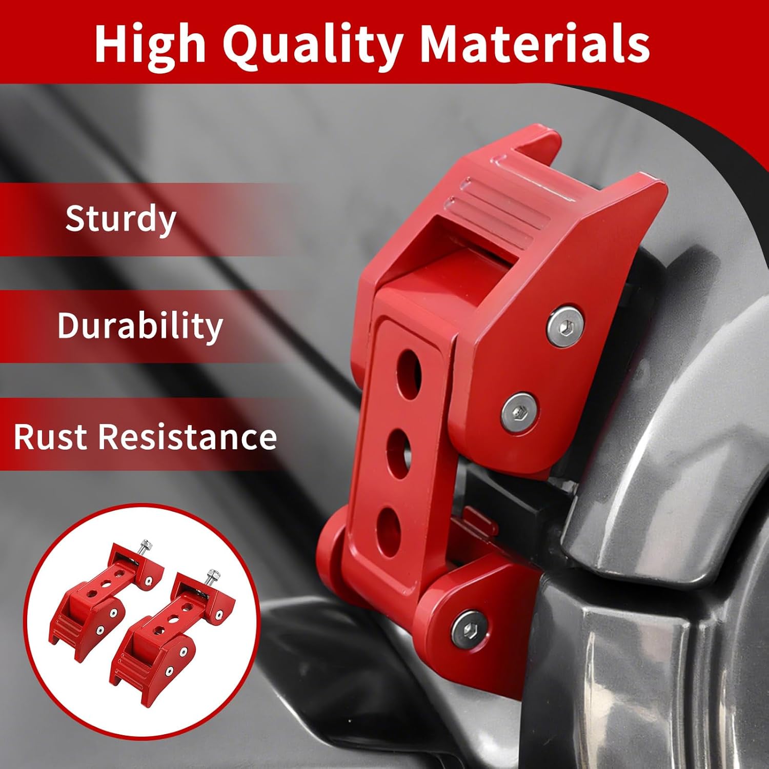 Red Hood Latches Compatible with Jeep Wrangler 2007-2018 JK JKU, 2018-2025 JL JLU, 2020-2025 Gladiator JT 1 Pair