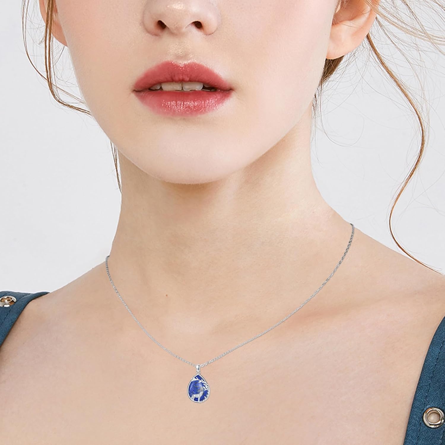 Wolf Necklace for Women S925 Sterling Silver Moonstone Celtic Wolf Necklace Tree of Life Pendant Animal Jewelry Gift for Mom Daughter Wife Halloween - Image 4